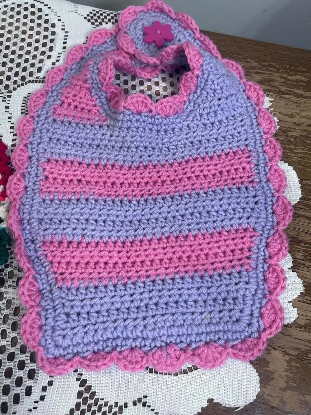 Handmade Crocheted Cotton Baby Bib Set of 2